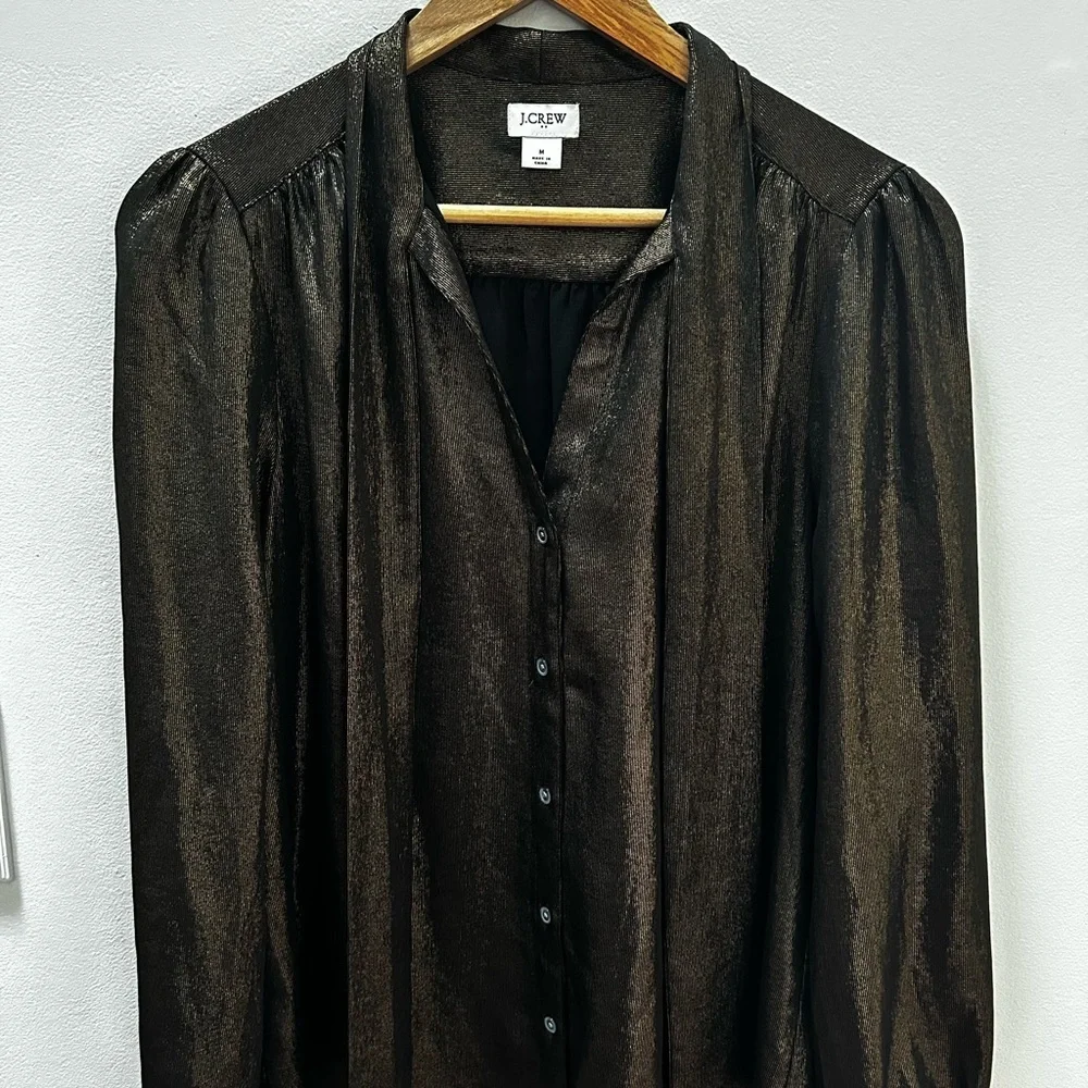 Black/Gold Button Down Shirt with Long Sleeves - Picture 1 of 3